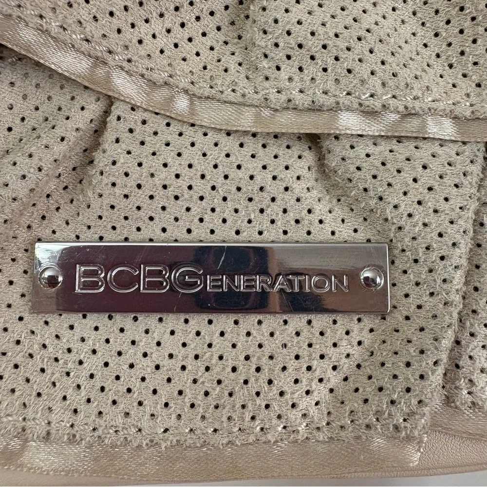 BCBG Beige Ruffle Crossbody Purse